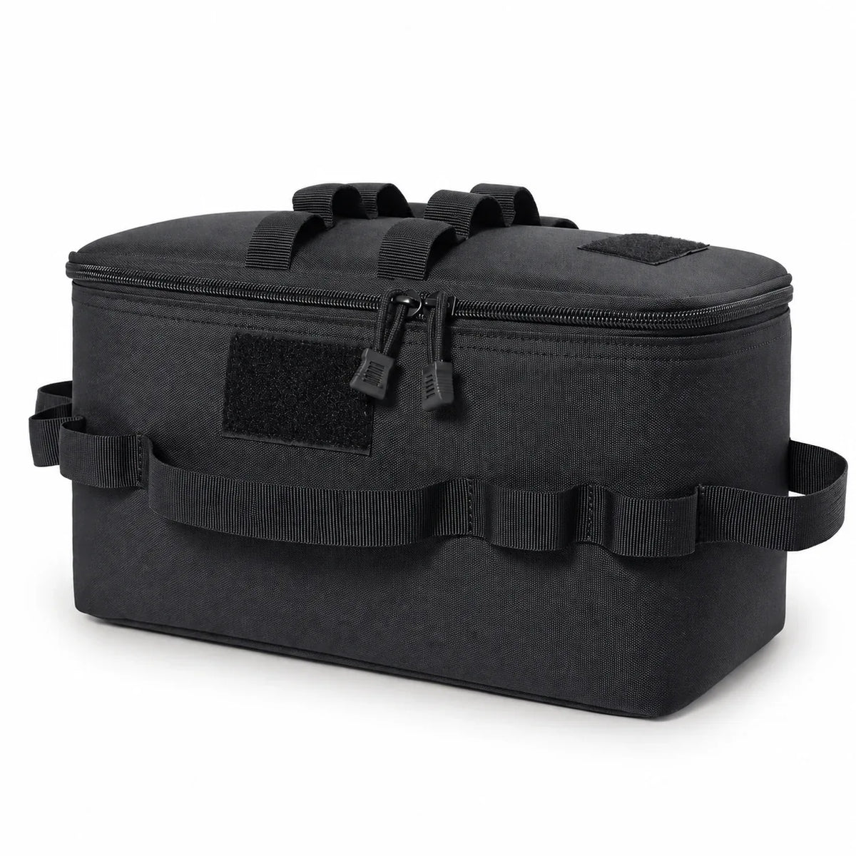 Meoggy pet grooming kit bag in black: a zip-top storage bag with carry handles for brushes, gloves and grooming tools