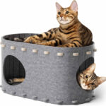 Cat House For Indoor Cats Cat Bed Cave For Multiple Scratch Resistant Peekaboo Cat Caves Foldable Cat Tunnel Enclosed Bed