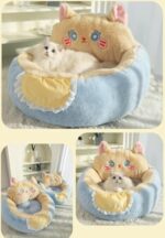 Fluffy Cat Bed Cave – Soft Plush Indoor Nest with Washable Cushion - Image 4