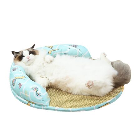 Cat Bed Summer Rattan Sofa with Pillow