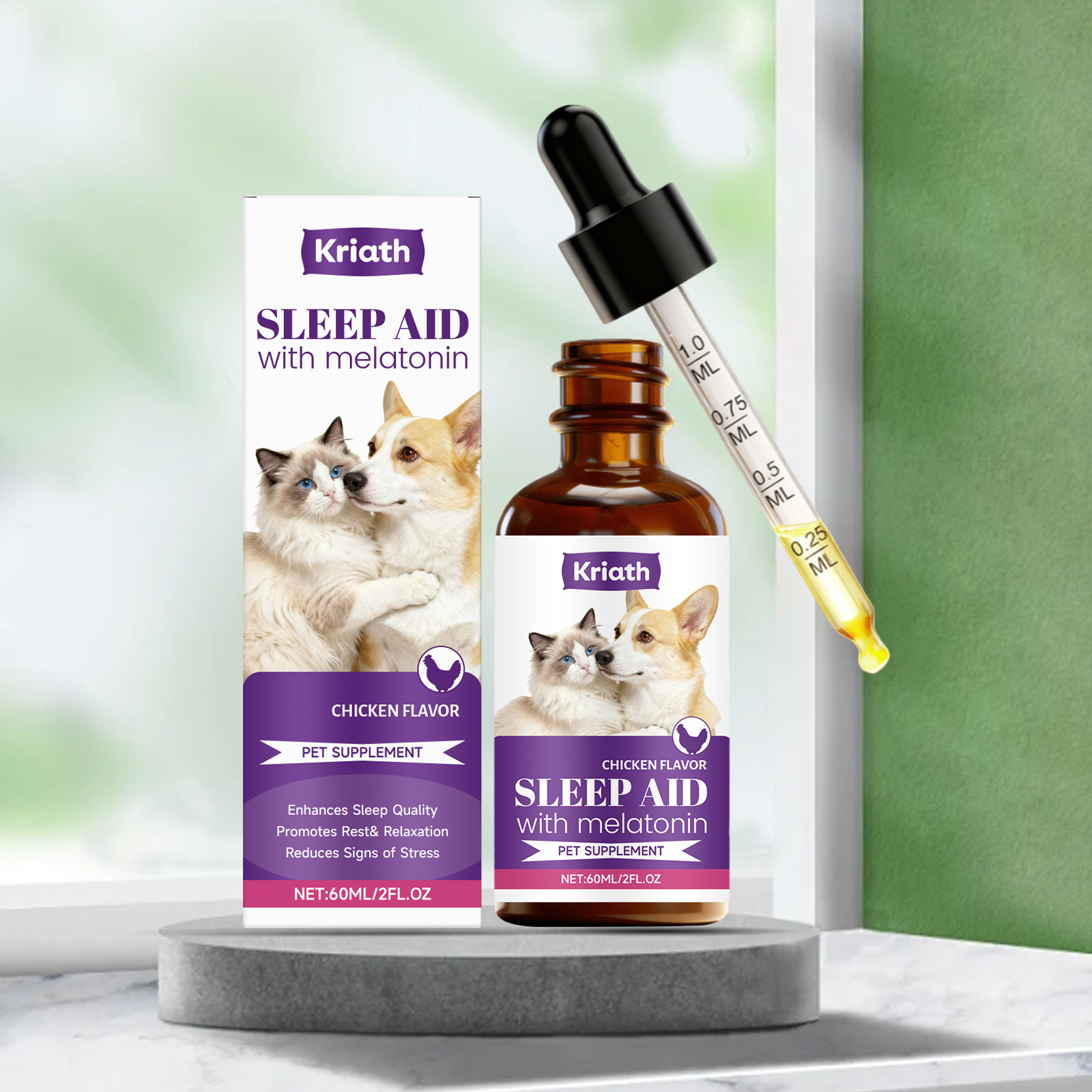 Kriath Pet Cat And Dog Care Drops Gentle, Nourishing, And Soothing Drops For Cats And Dogs, Ideal For Daily Sleep And General Care