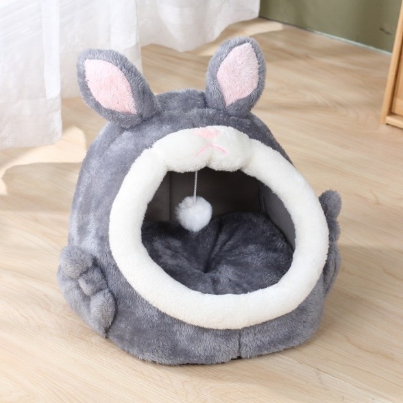 Bejirog Pink Screaming Rabbit Cat Nest Autumn And Winter Semi-closed Cat House